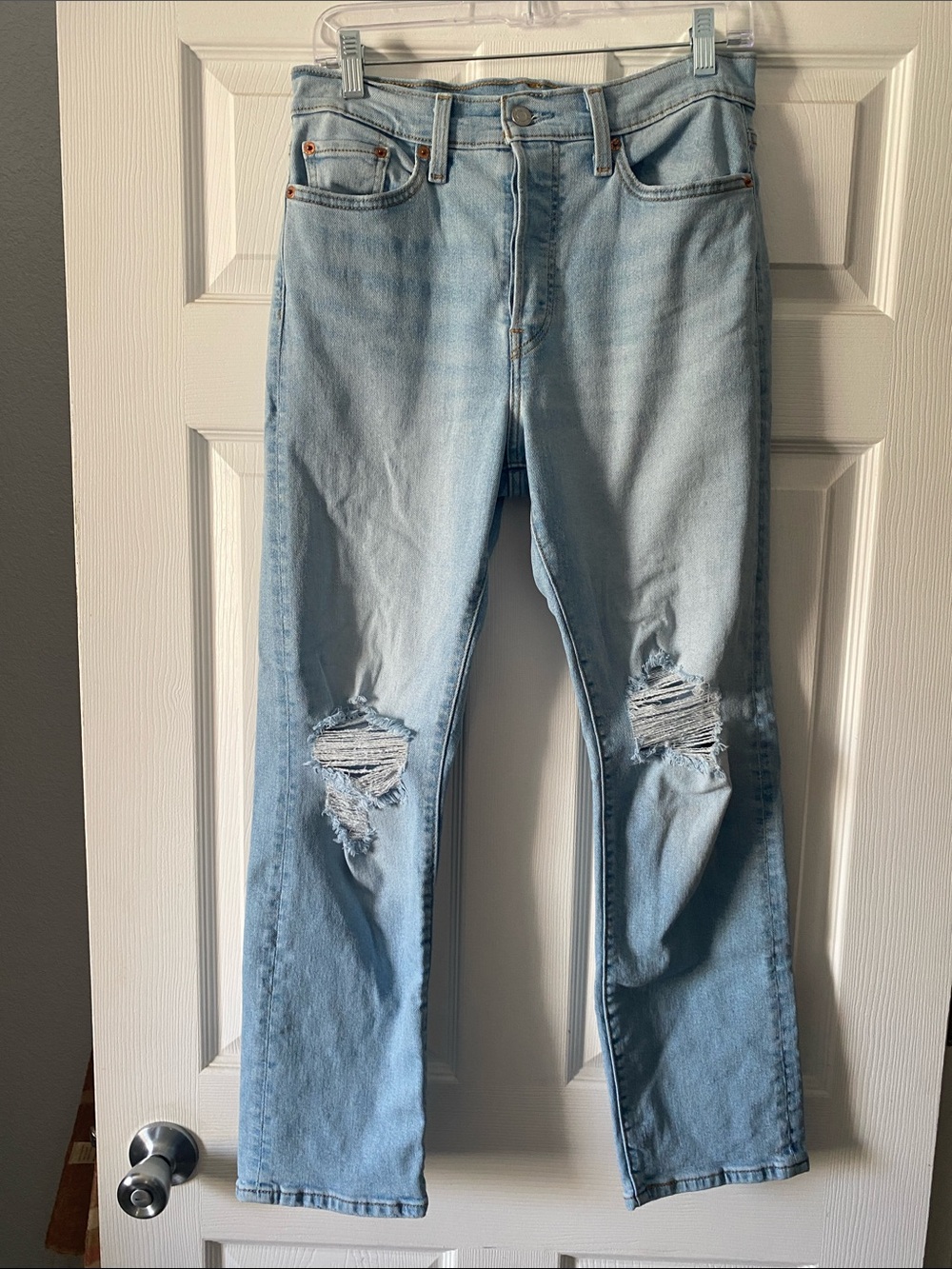Levi's Light Blue Straight Leg Ripped Jeans